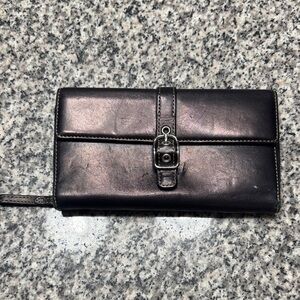 Coach Shimmering Black Wallet with Buckle